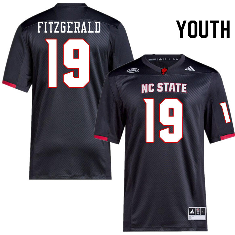 Youth #19 Bishop Fitzgerald NC State Wolfpack College Football Jerseys Stitched-Black